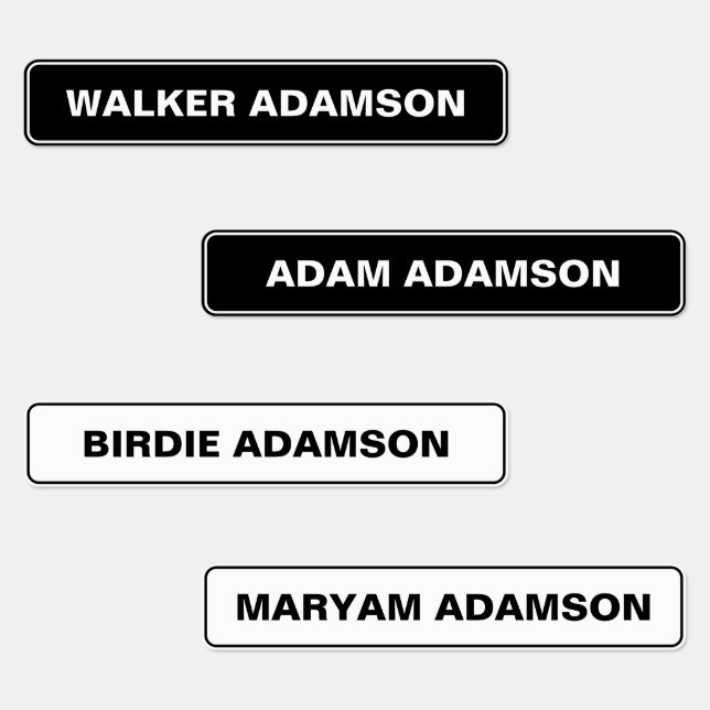 Personalised Black White Waterproof Name Labels (Group)