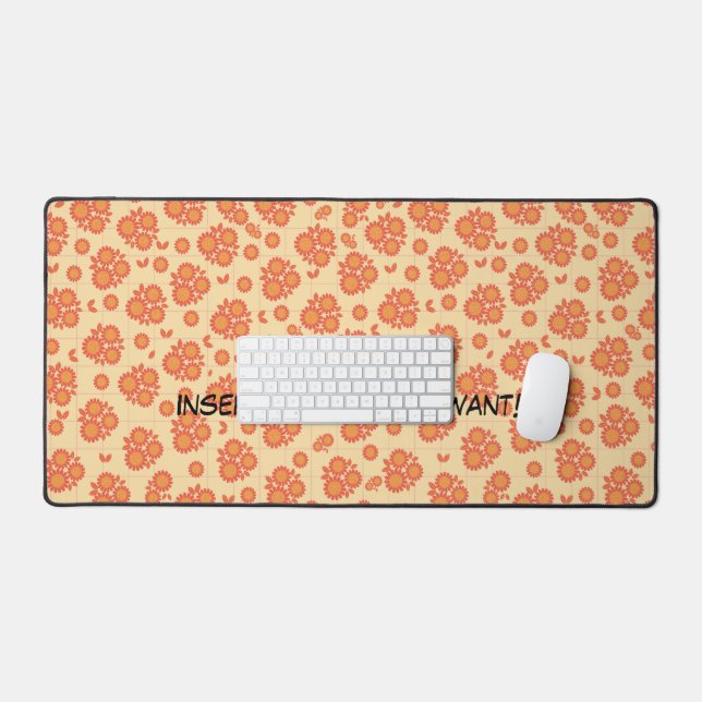 Personalised Blossom Refreshing orange Desk Mat (Keyboard & Mouse)