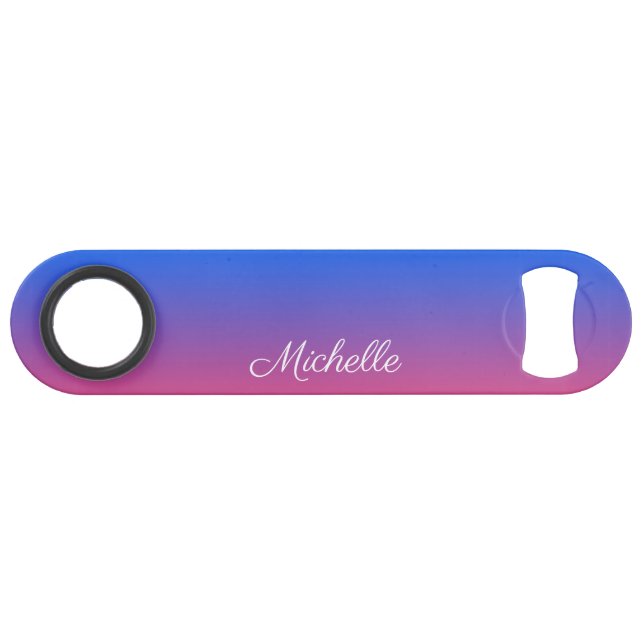 Personalised blue and pink ombre gradient bar key (Front (Horizontal))