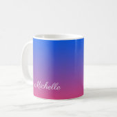 Personalised blue and pink ombre gradient coffee mug (Front Left)