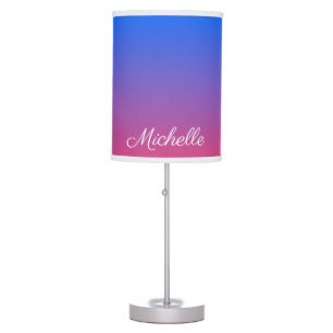 Personalised blue and pink ombre gradient table lamp