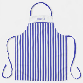Personalised Blue And White Stripe Pattern Apron