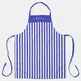 Personalised Blue And White Stripe Pattern Apron