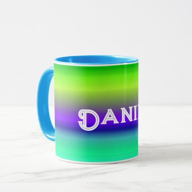  Personalised Blue Green Gradient Mug (Front Left)