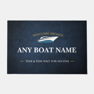 Personalised Blue Nautical Sailing Boat door mat