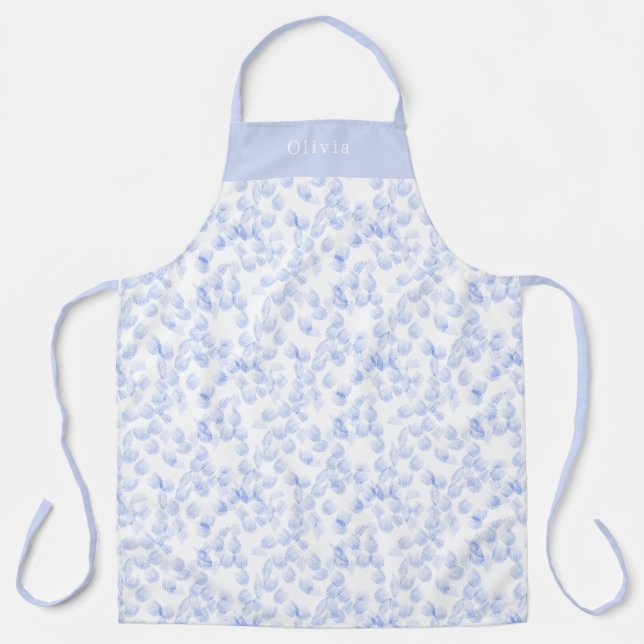 Personalised Blue Paint Strokes Pattern Apron (Front)