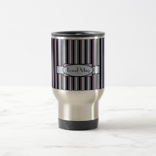 Personalised Blue Pink Stripe Travel Mug