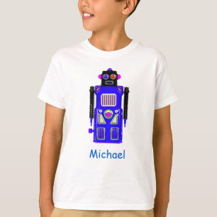 Personalised Blue Robot Boy's T-shirt