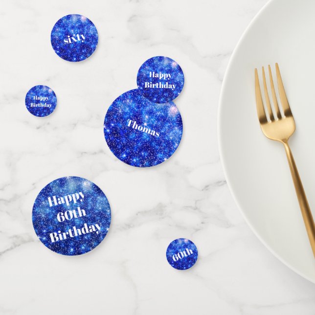 Personalised Blue sparkle 60th birthday Confetti (Group)