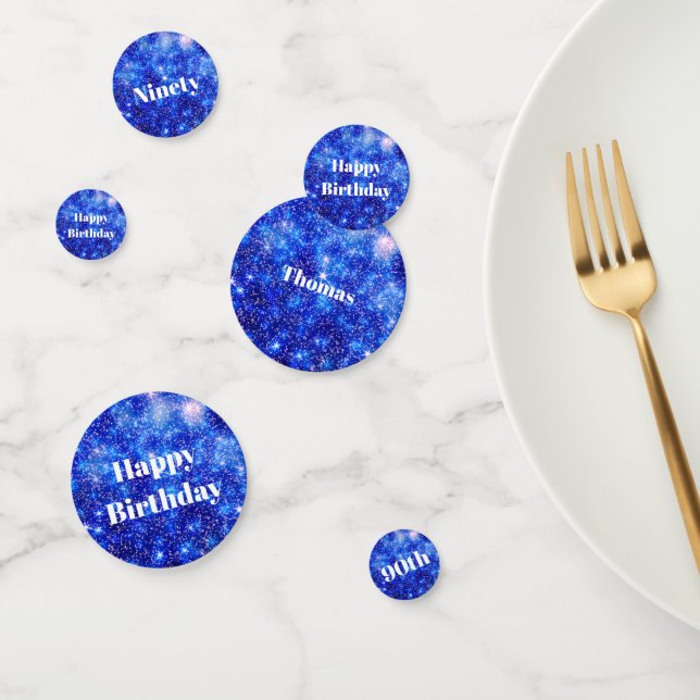 Personalised Blue sparkle 90th birthday Confetti (Group)
