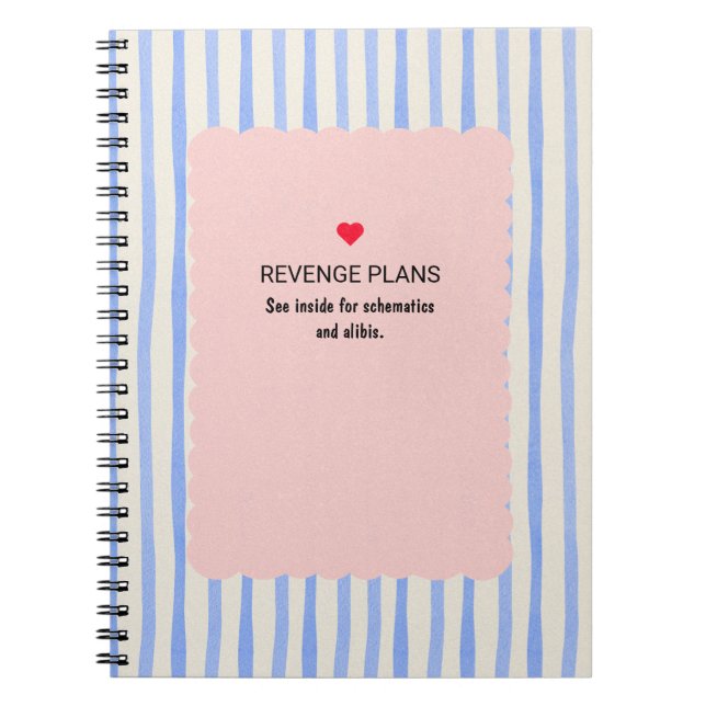 PERSONALISED Blue Watercolor Stripe Pattern Notebook (Front)
