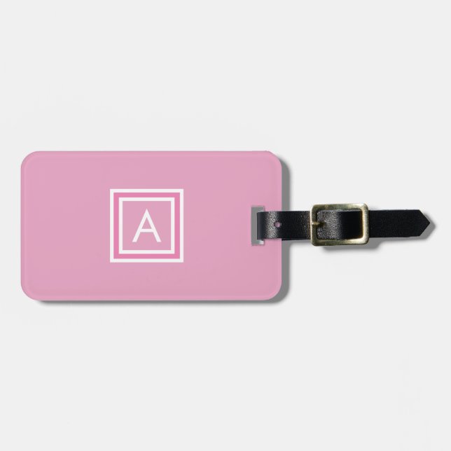 Personalised Blush Pink Modern Monogram Luggage Tag (Front Horizontal)