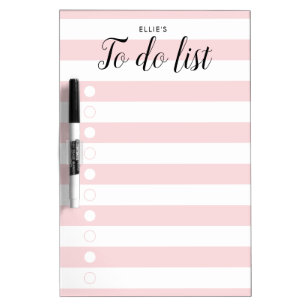 Personalised Blush Pink Striped To-Do List Dry Erase Board