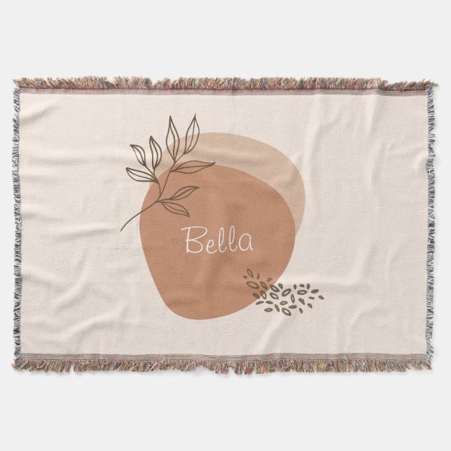 Personalised boho minimalist   throw blanket (Front)