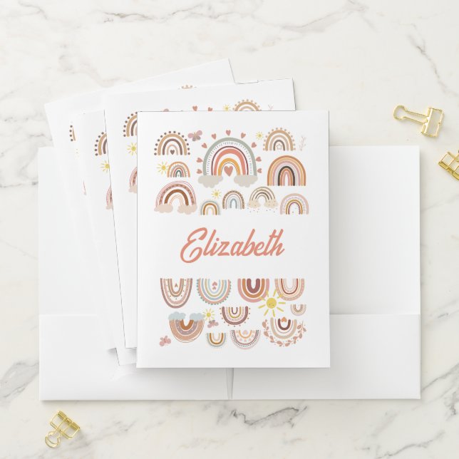 Personalised Boho Rainbow Pocket Folder (In Situ)