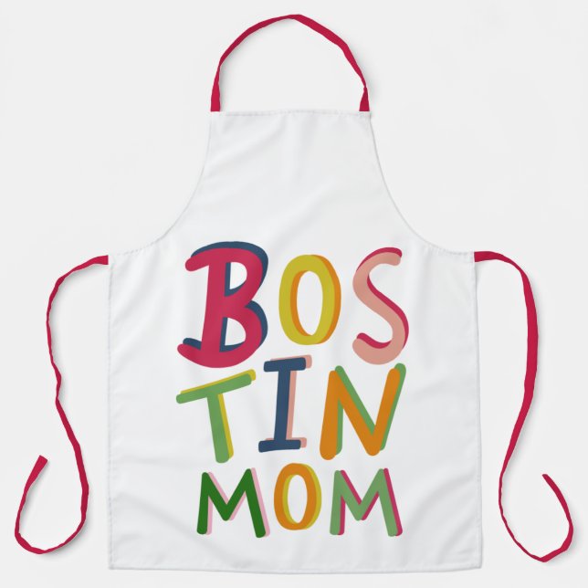 Personalised Bostin Mom Black Country Apron (Front)