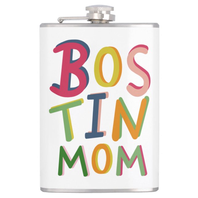 Personalised Bostin Mom Black Country Hip Flask (Front)