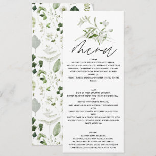 Personalised Botanical Wedding Elegant Greenery Menu