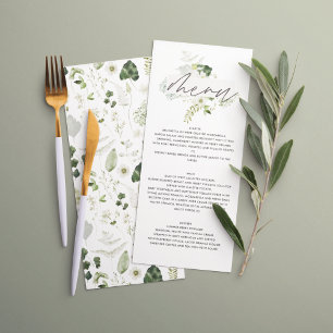 Personalised Botanical Wedding Elegant Greenery Menu