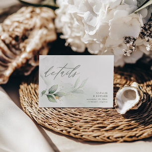 Personalised Botanical Wedding Sage Green details Note Card