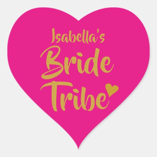 Personalised Bride Tribe Gold Heart Heart Sticker