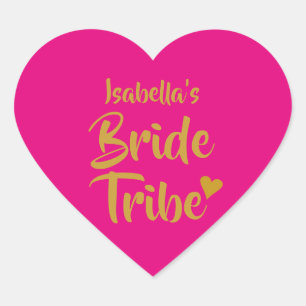 Personalised Bride Tribe Gold Heart Sticker