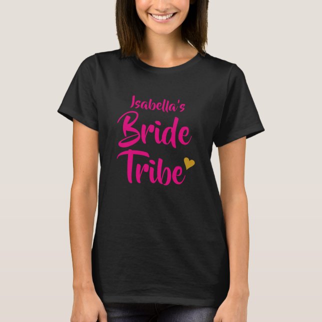 Personalised Bride Tribe Gold Heart T-Shirt (Front)