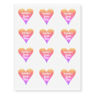 Personalised Bride Tribe Pink Blush Heart Temporary Tattoos