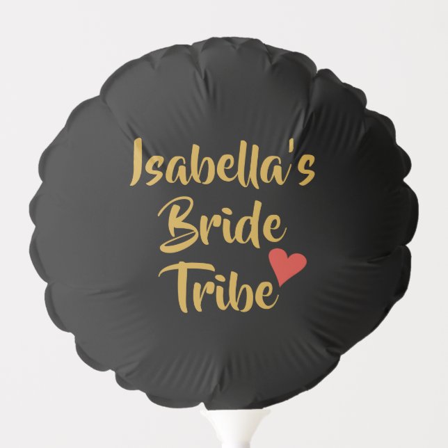 Personalised Bride Tribe Red Heart Balloon (Front)