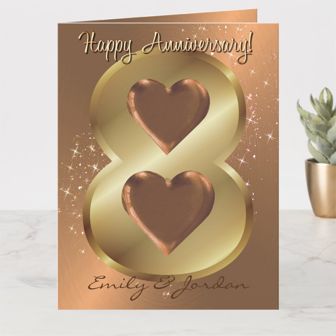 Personalised Bronze 8th Year Wedding Anniversary Card | Zazzle