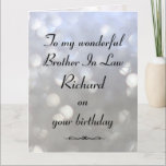 Personalised Brother In Law Birthday Card<br><div class="desc">Stylish personalised Birthday Greeting Card for Brother In Law</div>