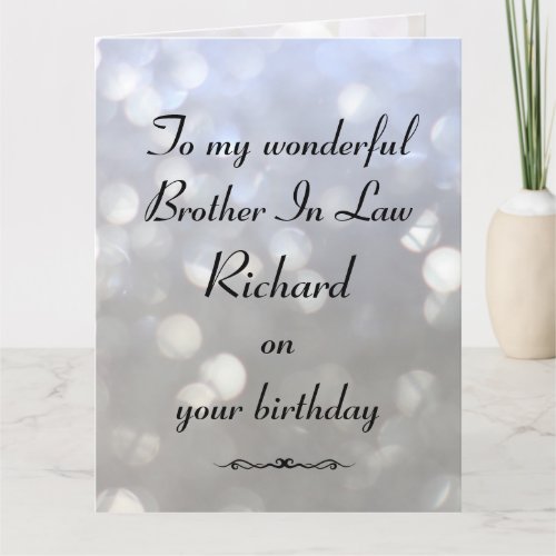 Personalised Brother In Law Birthday Card