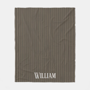 Personalised brown retro pinstripes fleece blanket