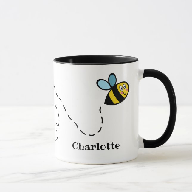 Personalised Bumblebee Heart Pattern  Mug (Right)