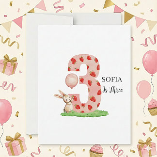 Personalised Bunny 3rd Birthday Card Daughter