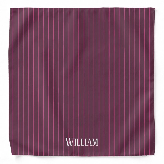 Personalised burgundy pinstripes bandana (Front)