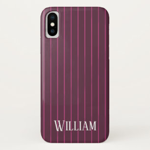Personalised burgundy pinstripes iPhone x case