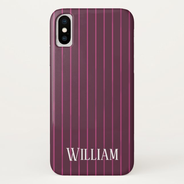 Personalised burgundy pinstripes Case-Mate iPhone case (Back)