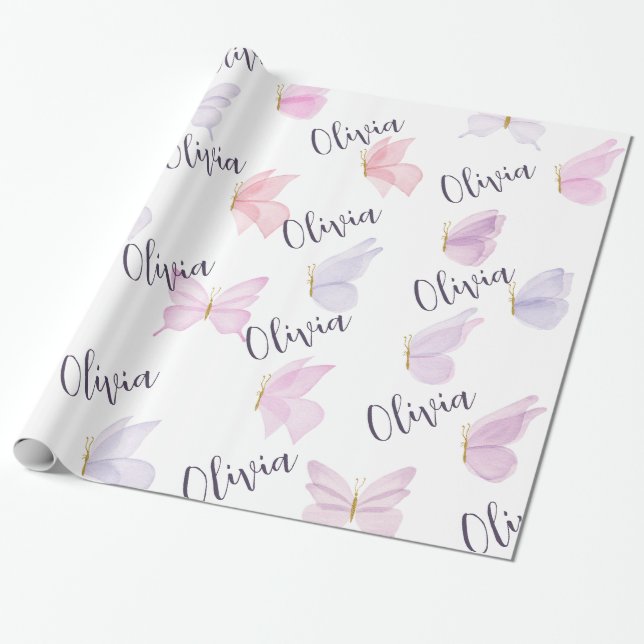 Personalised Butterfly Wrapping Paper. Paper (Unrolled)