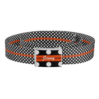 Personalised BW polka dots pattern, add name Belt