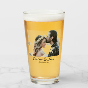 Personalised Calligraphy Photo Wedding Party Glass