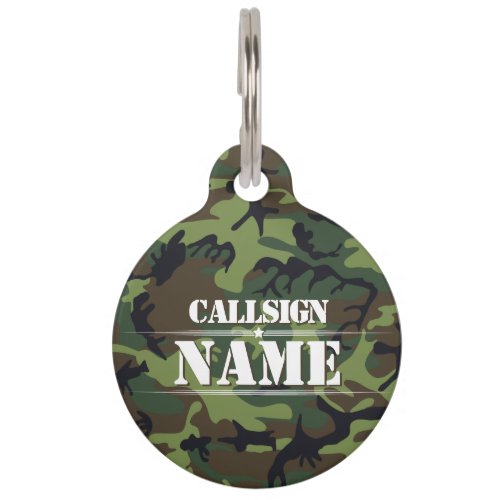 PERSONALISED CAMO CALLSIGN BIRD DOG PET TAG