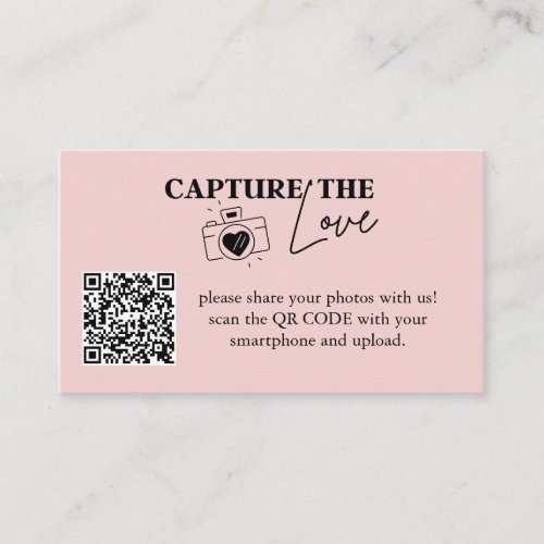 Personalised Capture The Love Wedding Qr Code Pink Enclosure Card