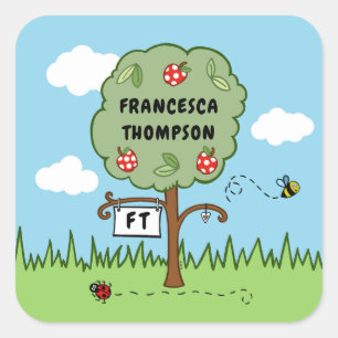 Personalised Celebration Tree Kid's Square Sticker