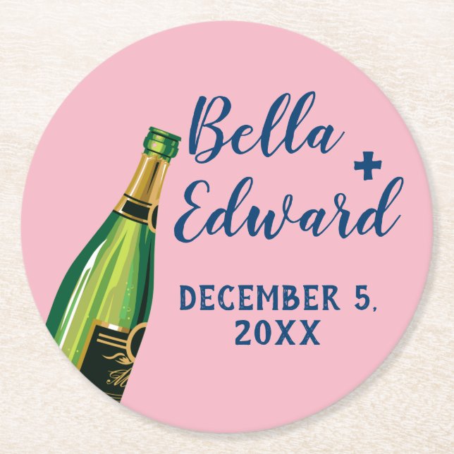 personalised champagne wedding coaster Thank you (Front)