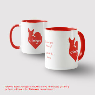 Personalised Chihuahua Love Heart Chimigos Logo Mug