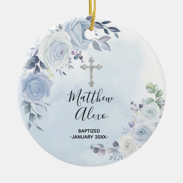 Personalised Christening Baptism Ceramic Ornament (Front)