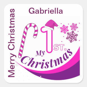 Personalised Christmas Baby "My 1st Christmas" Square Sticker