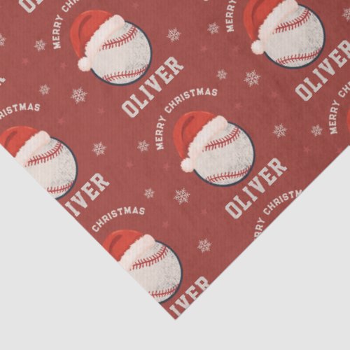 Personalised Christmas Baseball Santa Hat Name Tissue Paper