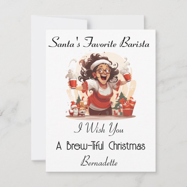 Personalised Christmas Card For a Barista (Front)